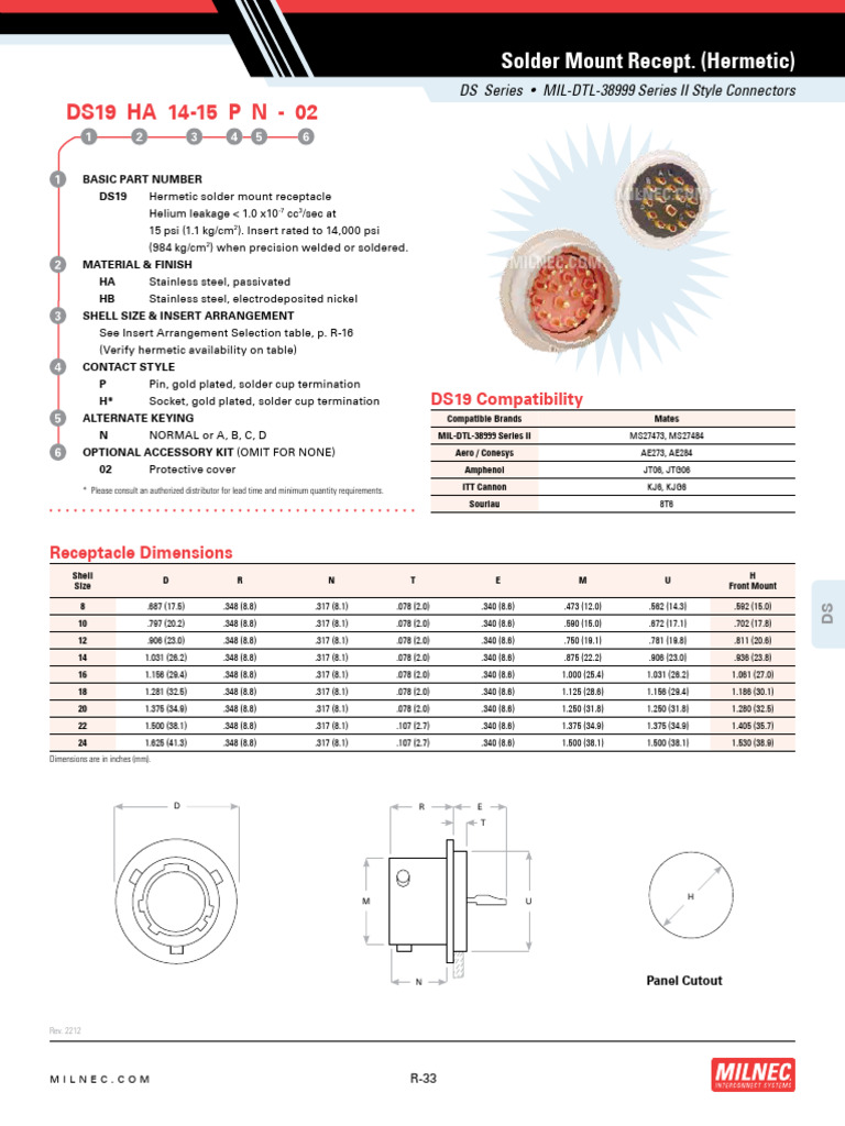 38999series2hermeticsoldermountreceptacledatasheet PDF
