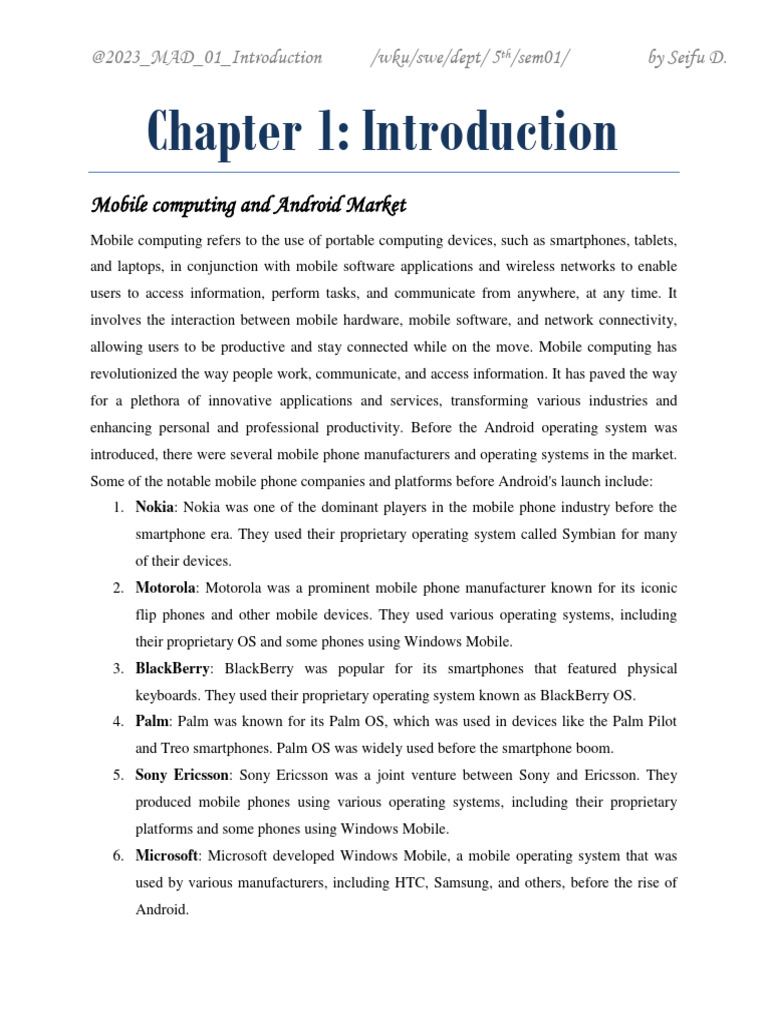 MAD - CH01 - Additional Notes++4rread | PDF | Android (Operating System ...