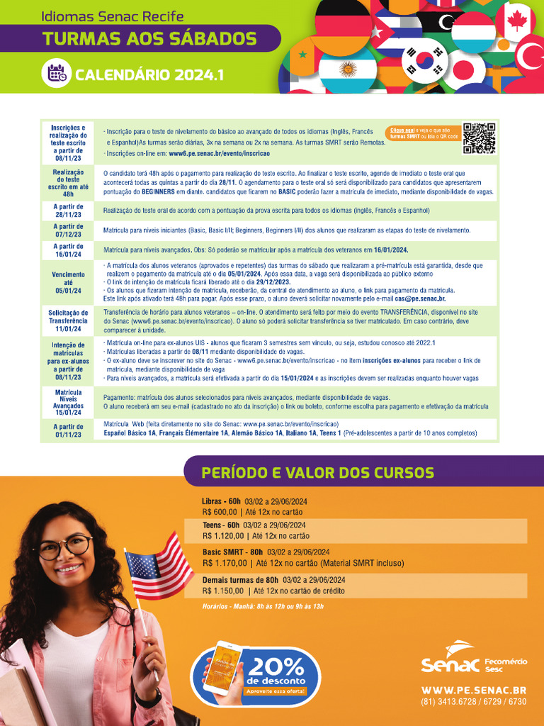 Calendario Idiomas 2024.1 Sabados | PDF