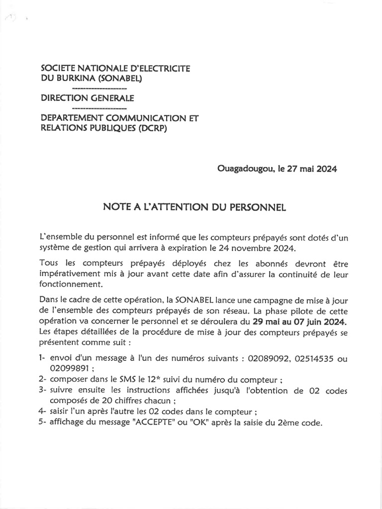 Note A L'attention Du Pe - 001 | PDF