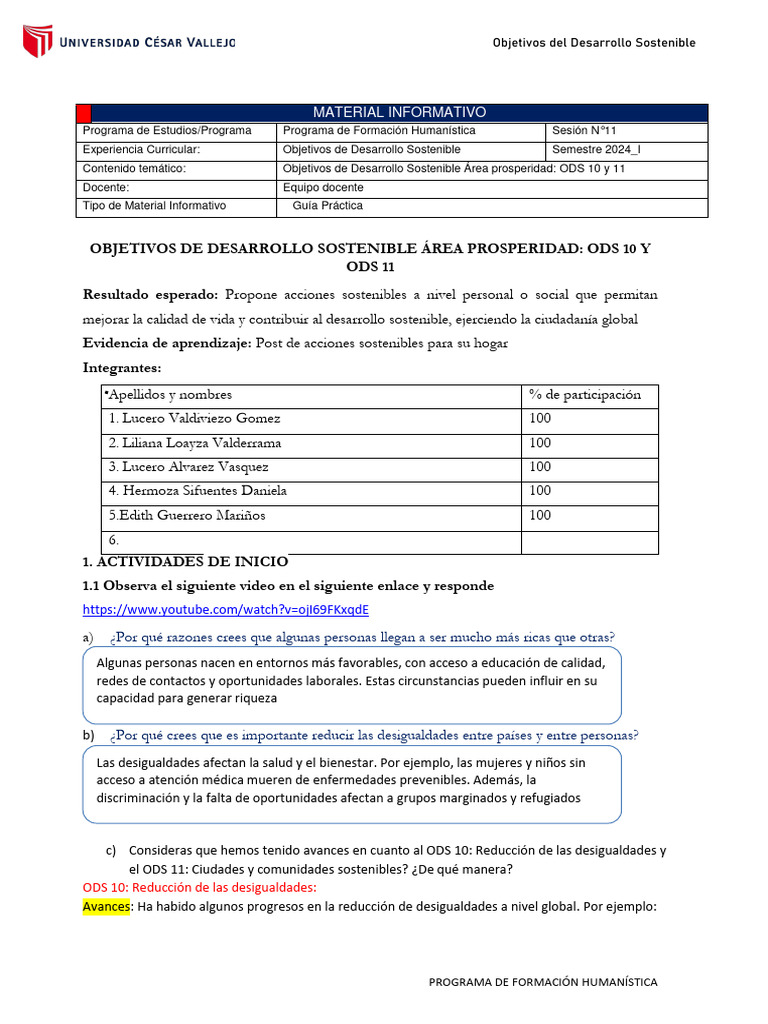 Avances y Desafíos ODS 10 y 11 | PDF | Desigualdad social ...