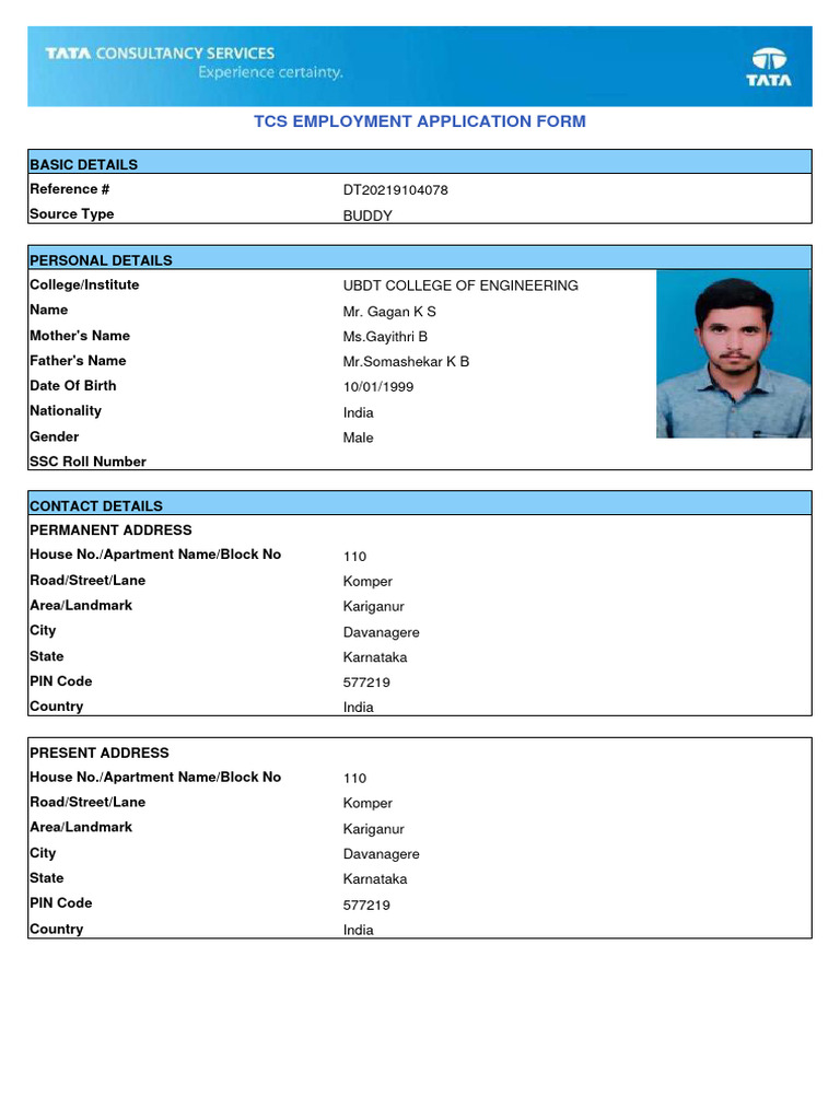 TCS Employment Application Form | PDF | Background Check | Justice