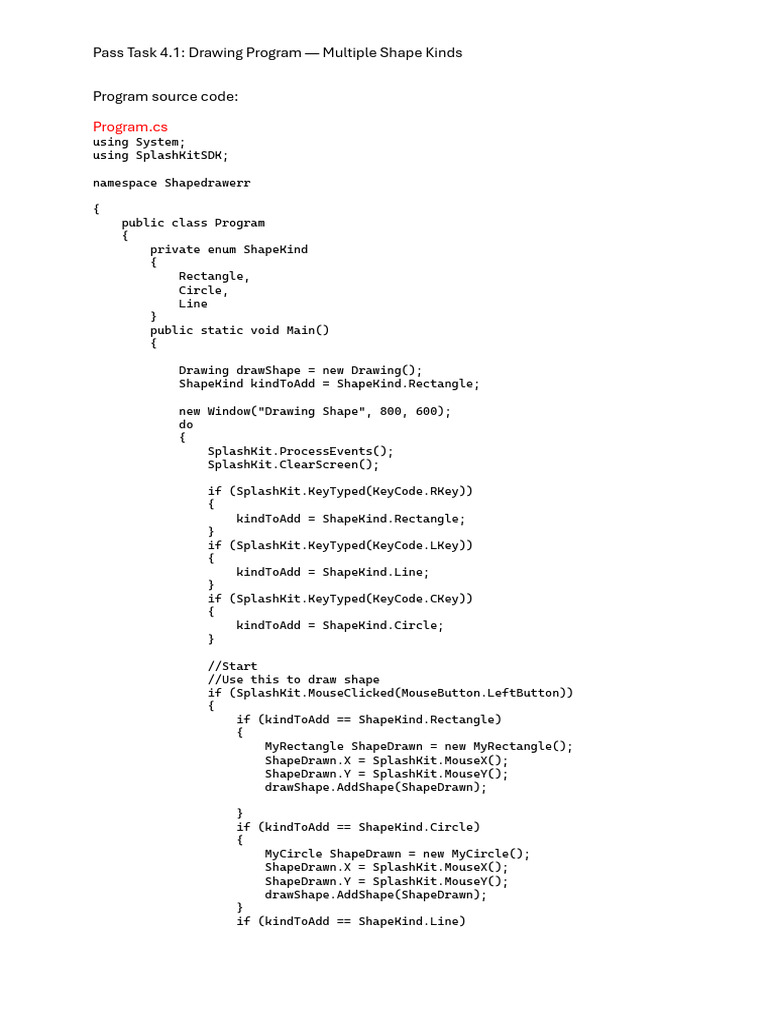 4.1P - Drawing Program - Multiple Shape Kinds | PDF | Software ...