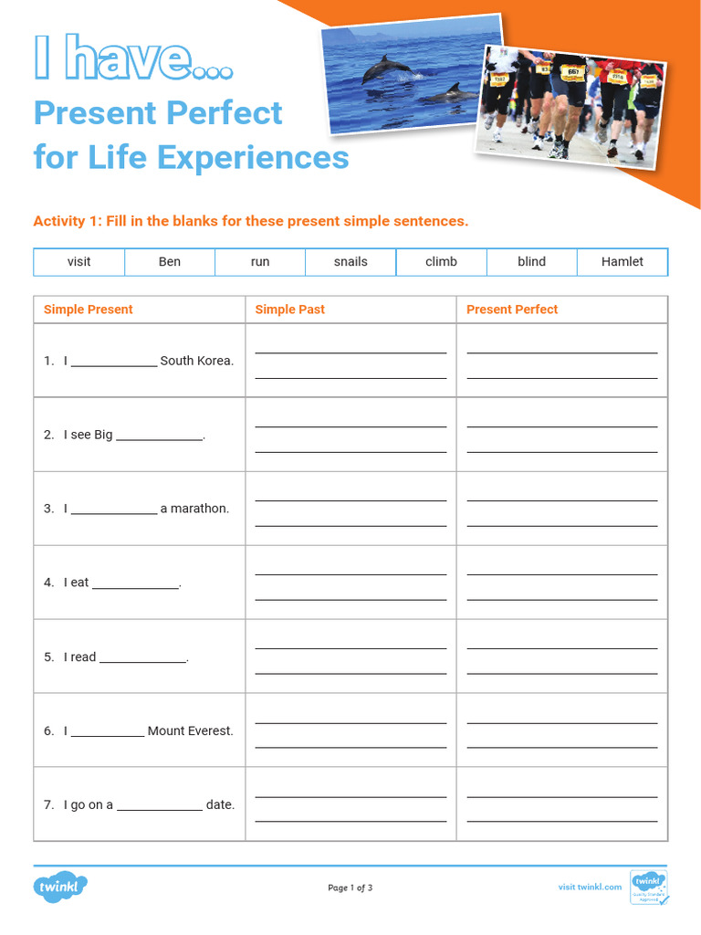 Present Simple and Perfect Tense Exercises | PDF | Language Mechanics ...