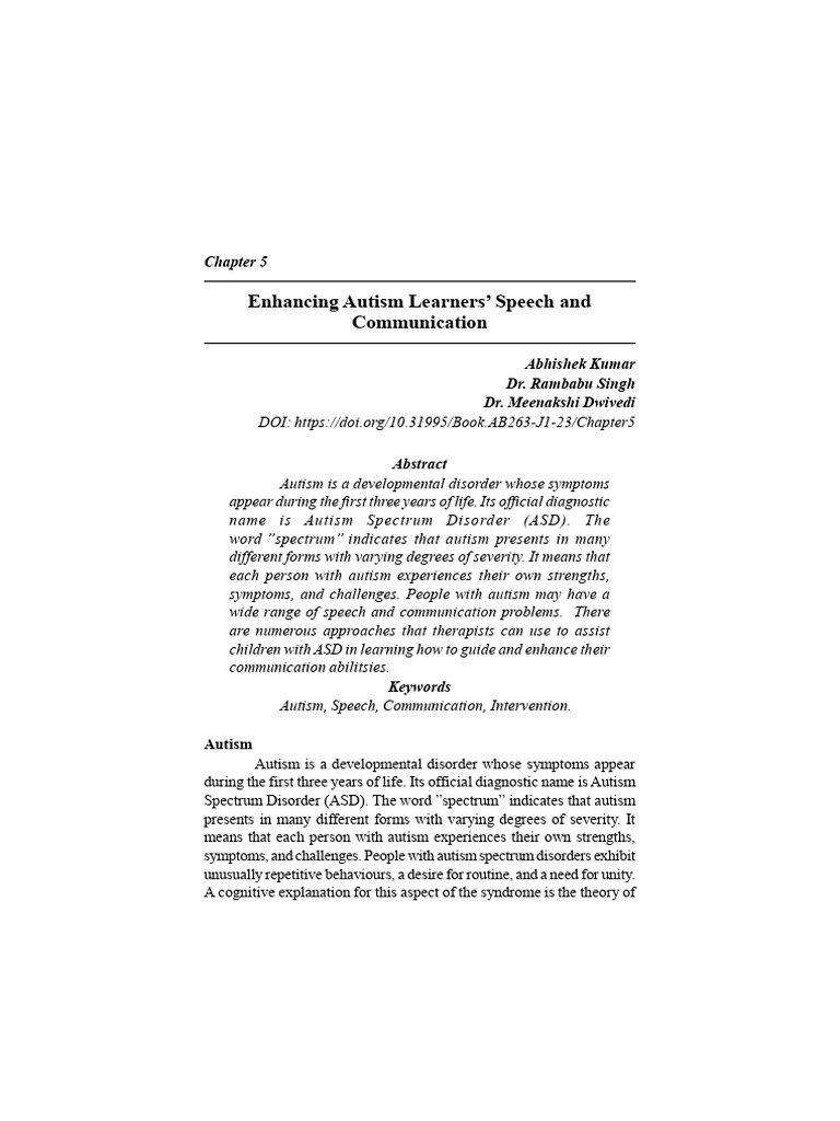 Enhancing Autism Learners' Speech and Communication | PDF | Autism ...