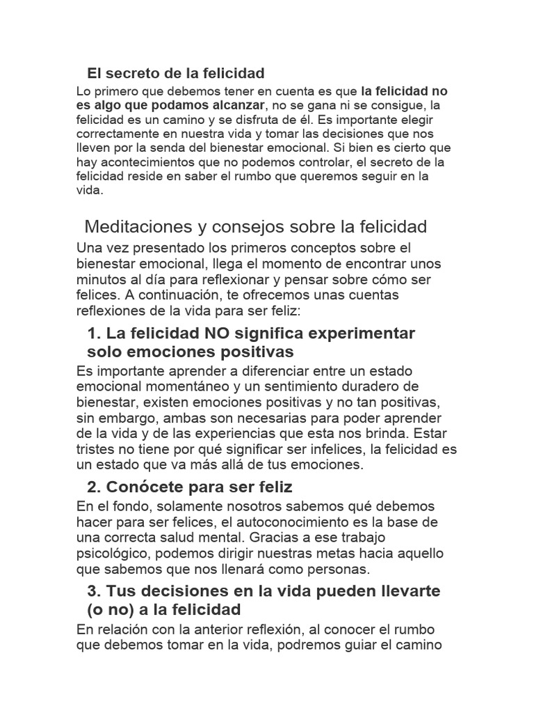 El Secreto de La Felicidad | PDF | Felicidad | Las emociones