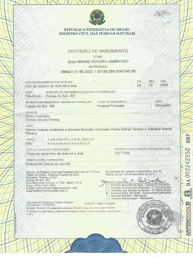 Certidão de Nascimento | PDF
