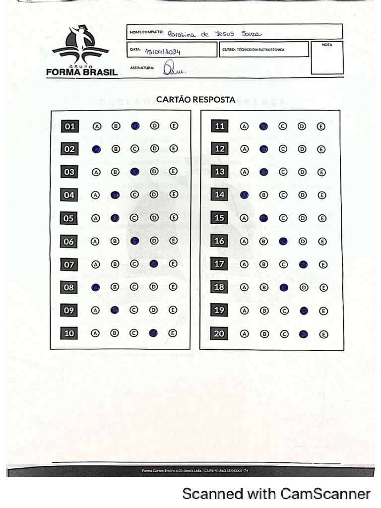 Cartão Resposta | PDF