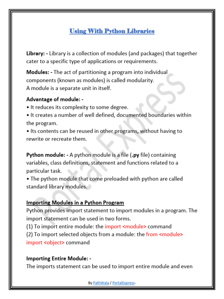 Using Python Libraries | Download Free PDF | Modular Programming ...