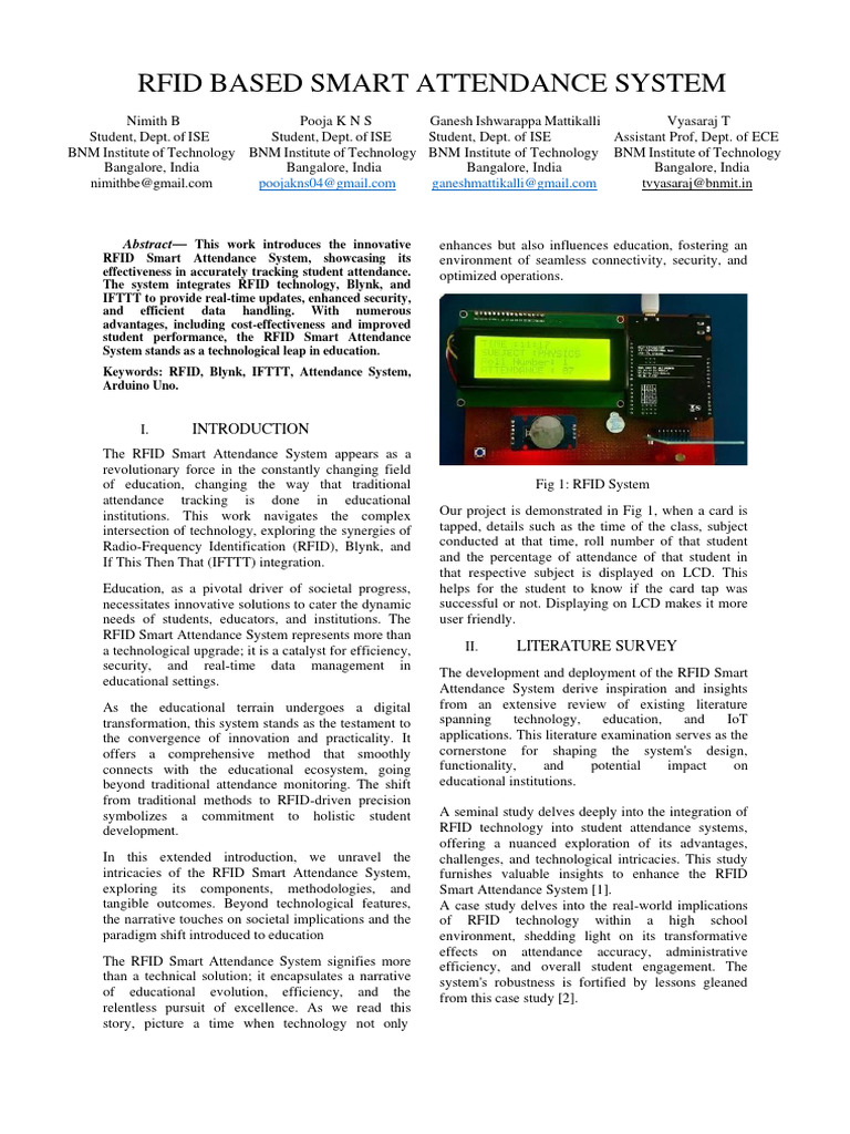 RFID Smart Attendance System Overview | PDF | Internet Of Things ...