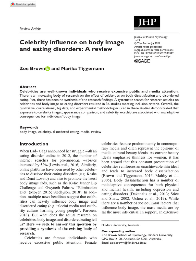 Brown and Tiggemann 2021 | PDF | Body Image | Eating Disorder