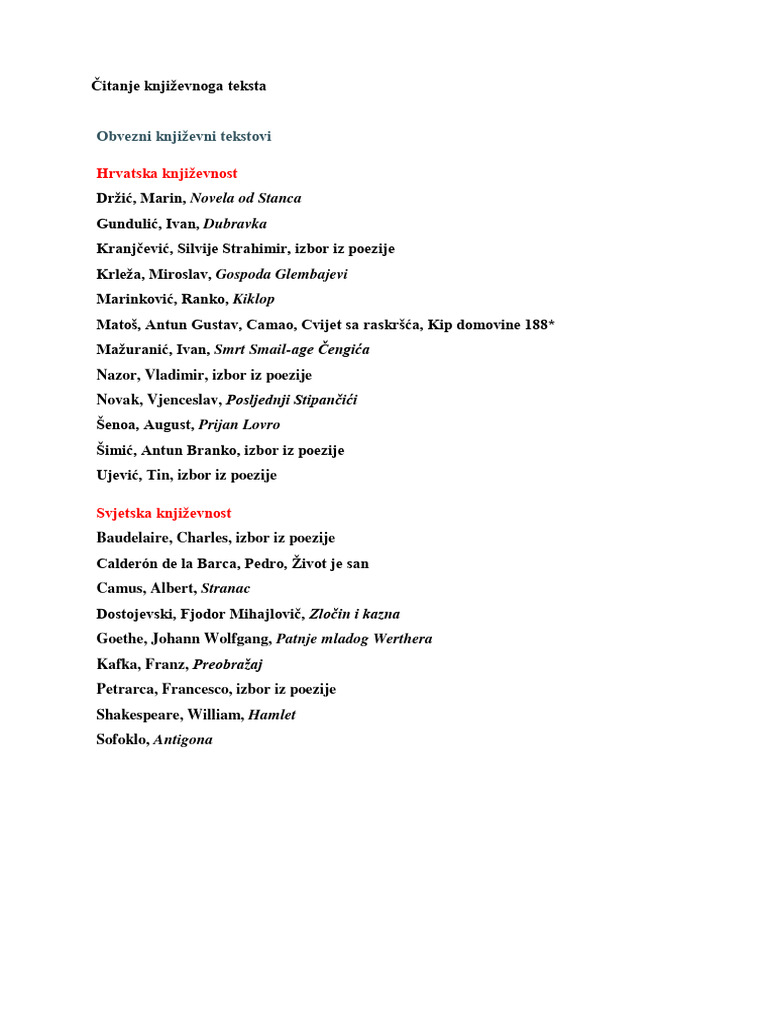 Citanje Knjizevnoga Teksta 1 Pdf