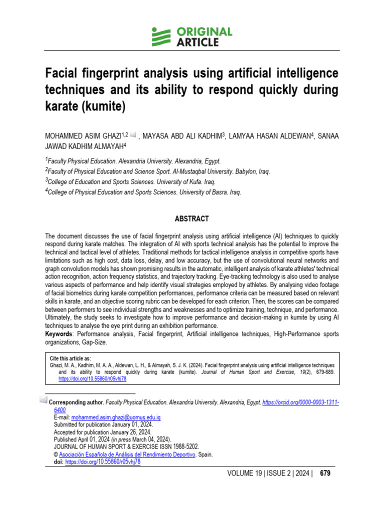 AI Facial Fingerprint Analysis in Karate | PDF | Artificial ...