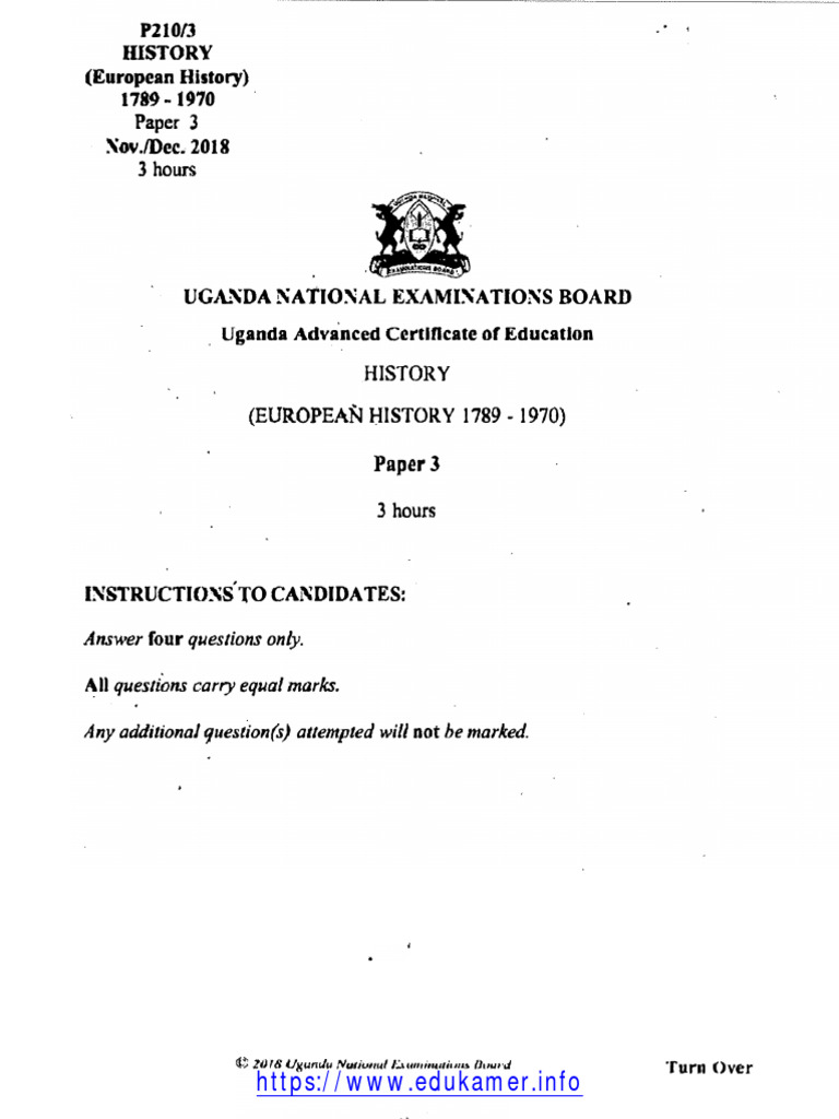 UACE European History Paper 3 Guide | PDF