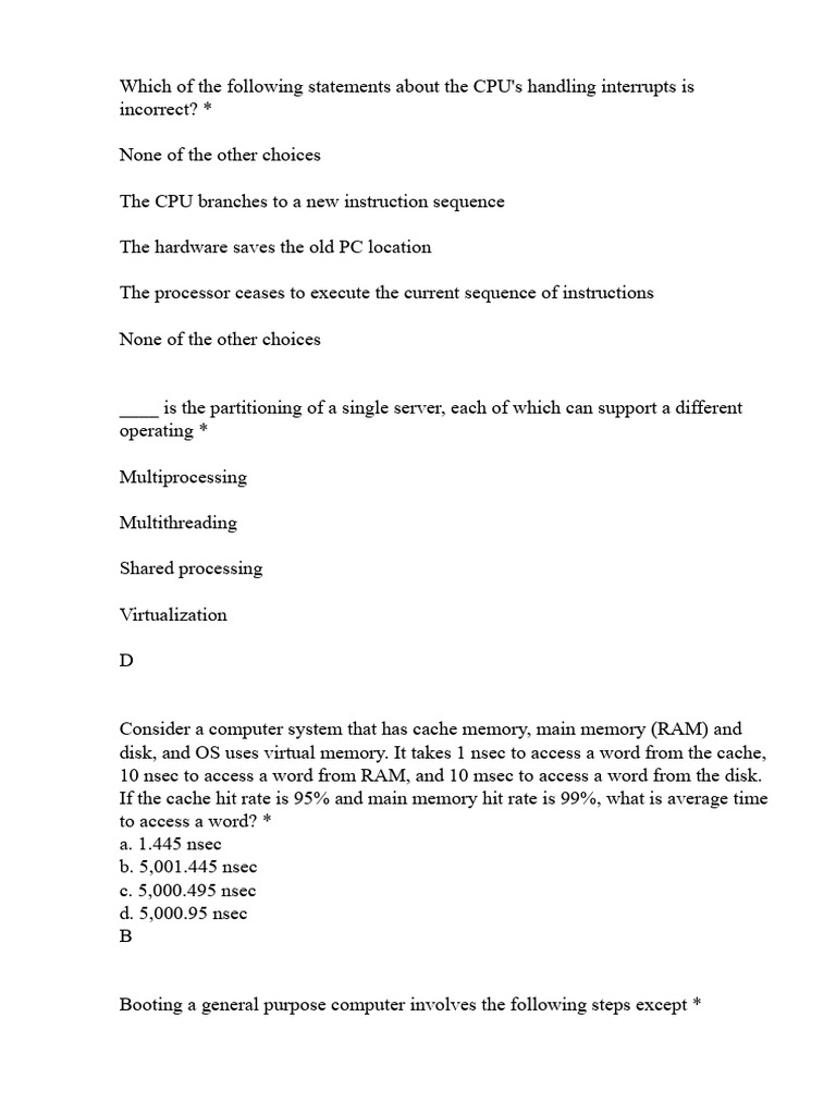 CPU Interrupts and Memory Access Analysis | PDF | Process (Computing ...