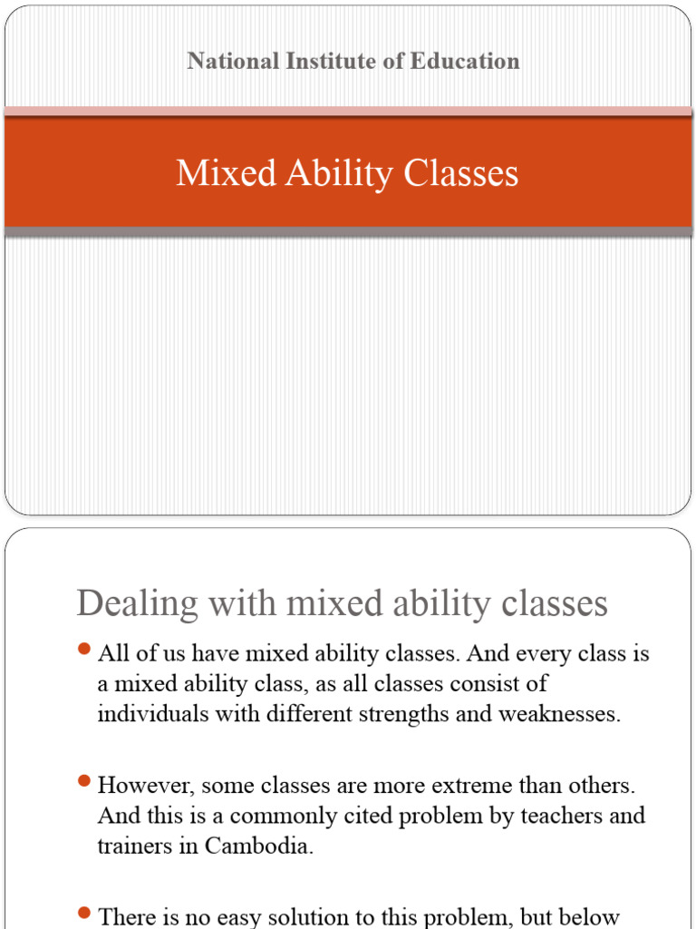 Strategies for Mixed Ability Classes | PDF | Cognitive Science | Learning