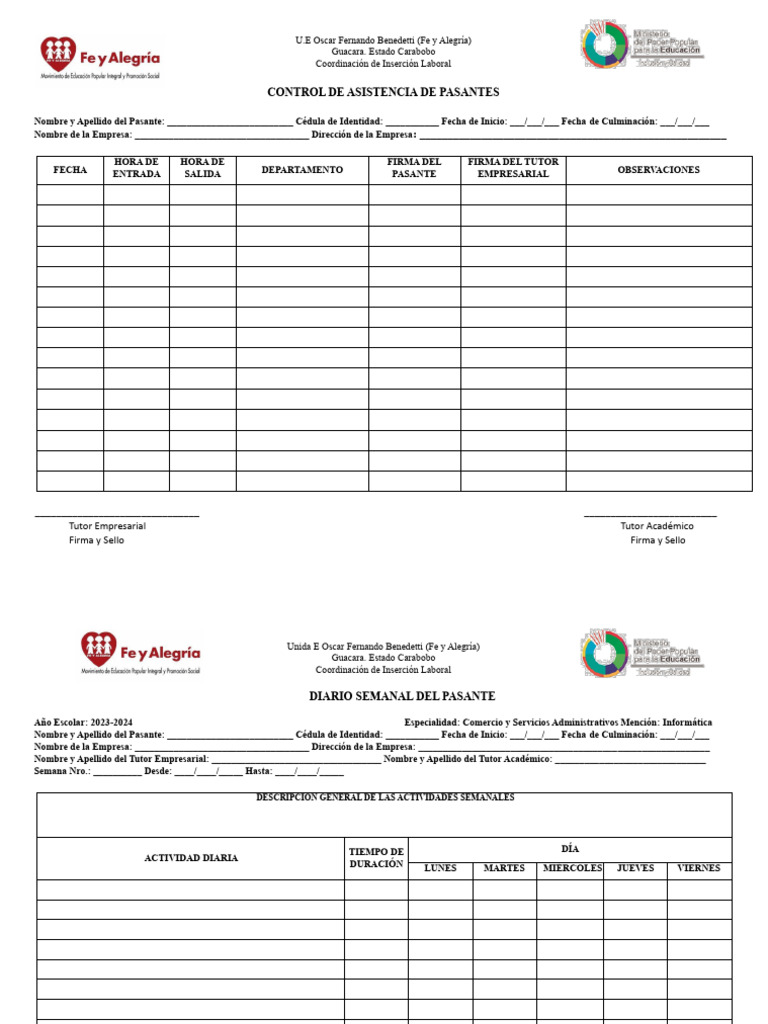 Formatos Diario Semanal Del Pasante | PDF | Crecimiento personal y ...