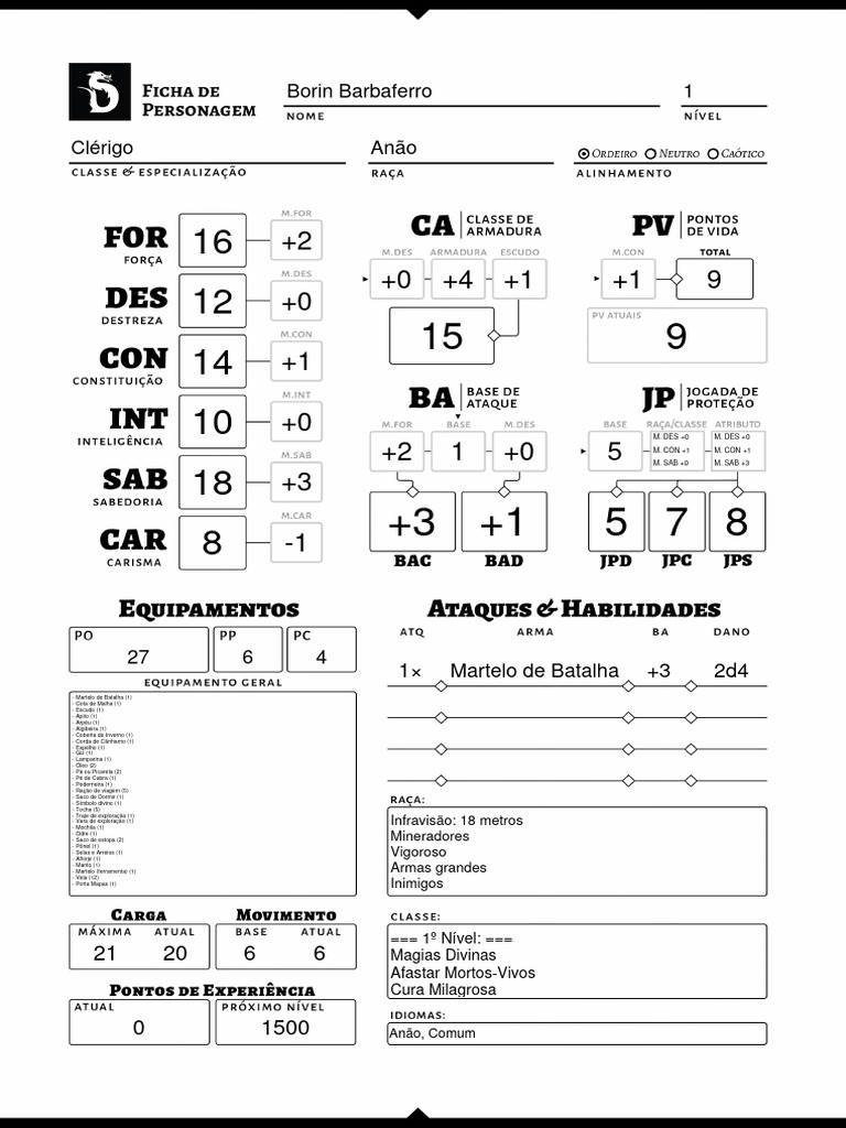 Borin barbaferro ficha de personagem pdf