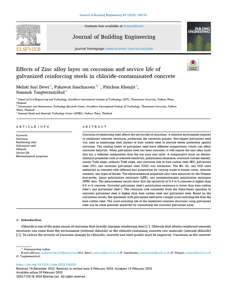 Zinc Alloy Impact on Corrosion in Steel | PDF | Corrosion | Concrete