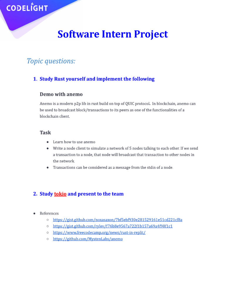(Codelight) Software Intern - Entry Assignment | PDF