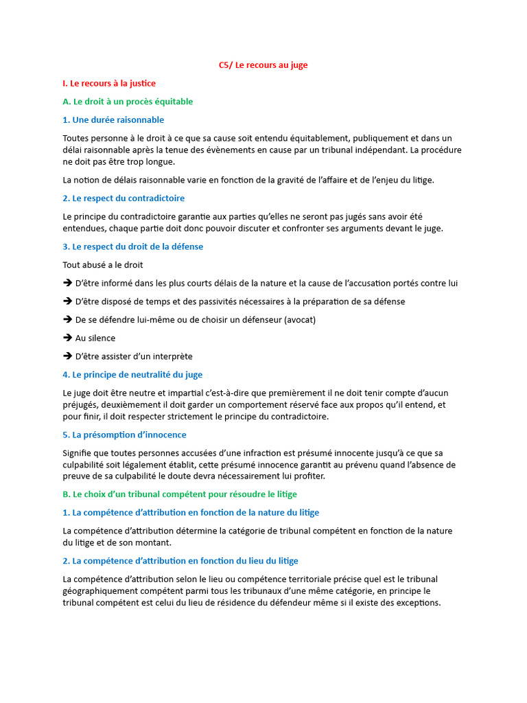 Recours à la justice et procédures judiciaires | PDF | Compétence | Loi ...