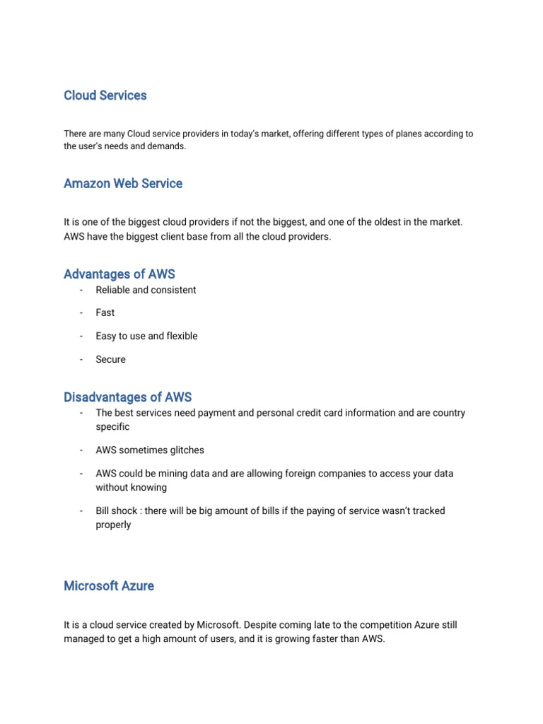 Comparative Analysis of Cloud Services | PDF