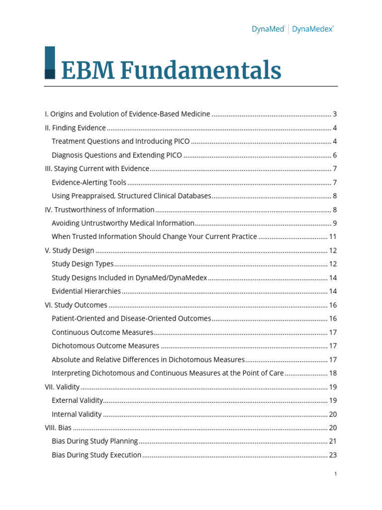 EBM Fundamentals: A Comprehensive Guide | PDF | Cohort Study | Evidence ...