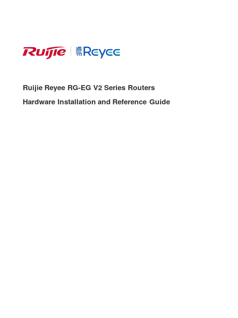 Ruijie Reyee RG-EG V2 Series Routers Hardware Installation and ...
