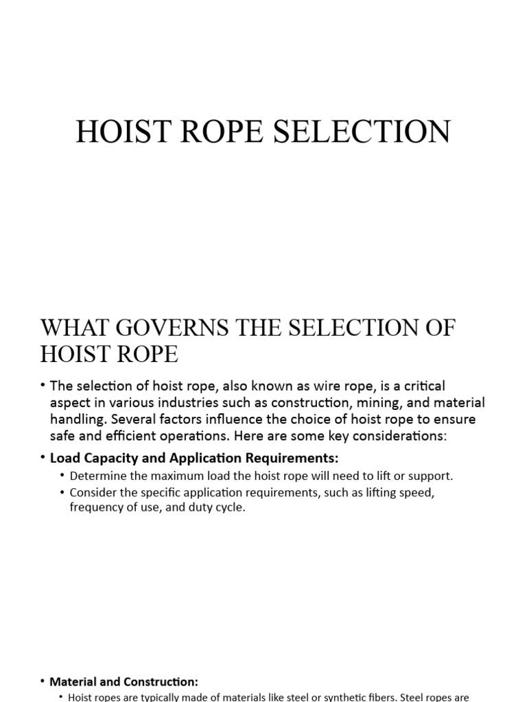 Hoist Rope Selection | PDF | Rope | Corrosion