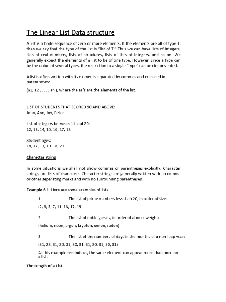 Lesson2a - LINEAR LIST | PDF | Computer Programming | Mathematics
