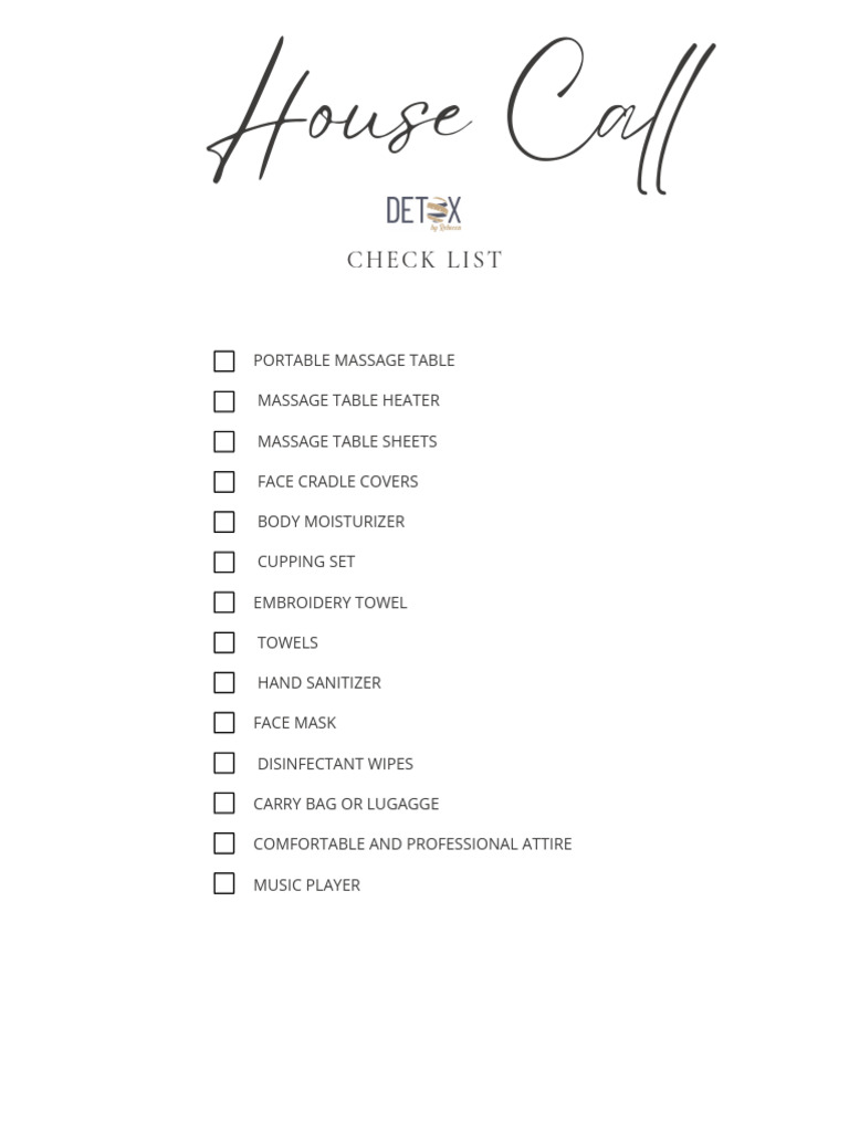 Check List For House Call PDF