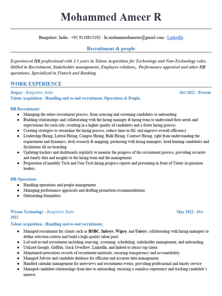 HR Professional Specializing in Recruitment | PDF | Recruitment | Linked In
