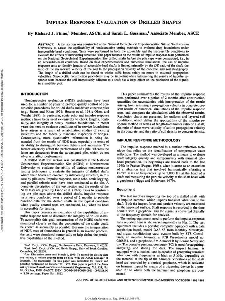 Impulse Response Evaluation of Drilled Shafts | PDF | Spectral Density ...