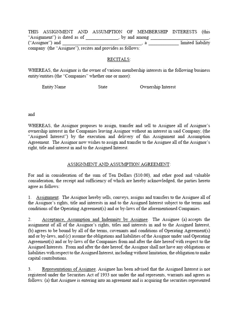 Assignment of Multi Entity To LLC (No Consent) | PDF | Assignment (Law ...