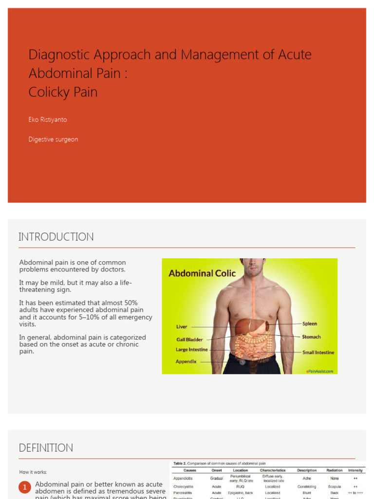 Diagnostic Approach and Management of Acute Abdominal Pain | PDF