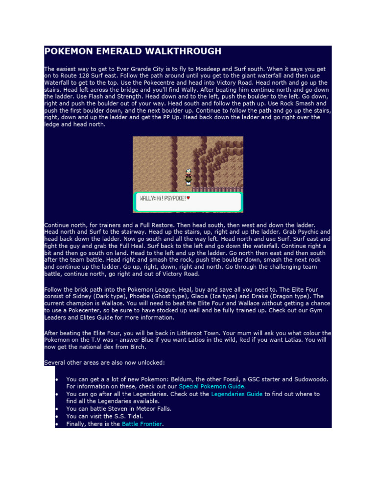 Ever Grande City Route Guide | PDF | Video Games | Pokémon
