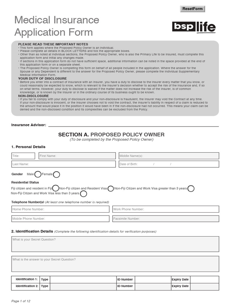Non-Fiji Work Visa Insurance Form | PDF | Insurance | Identity Document