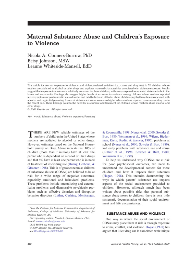 Children at Risk: Substance Abuse & Violence | PDF | Child Abuse ...
