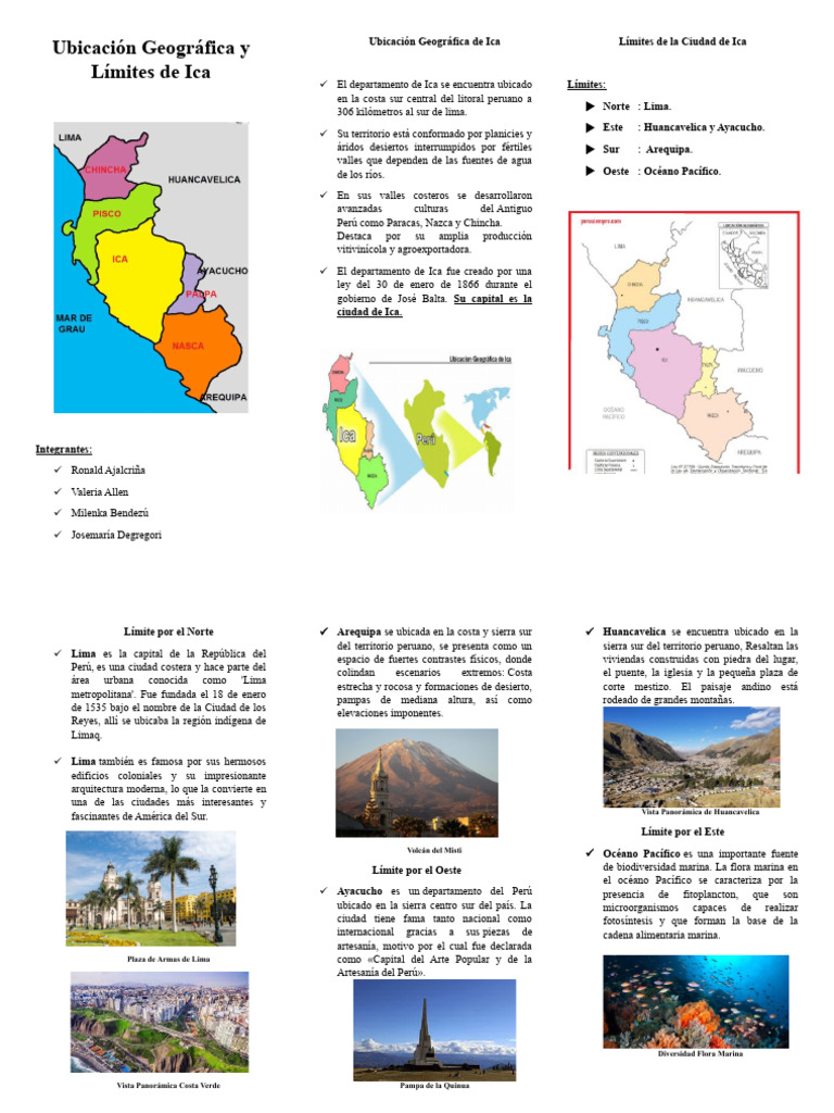 Triptico Límites de Ica | PDF | Perú | Ciencias de la Tierra