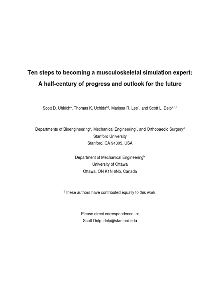 Ten steps to becoming a musculoskeletal simulation expert pdf
