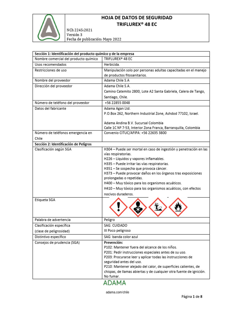 Triflurex 48 EC - HDS 20220701 | PDF | Agua | Toxicidad