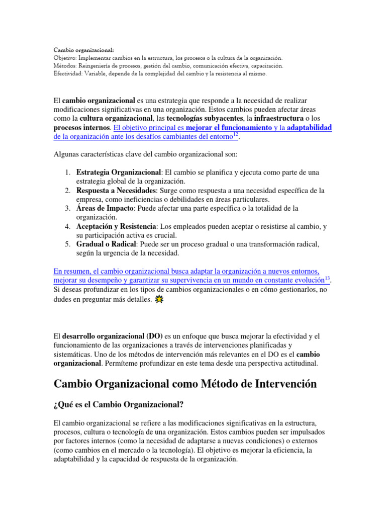 Estrategias para el Cambio Organizacional | PDF | Gestión del cambio ...