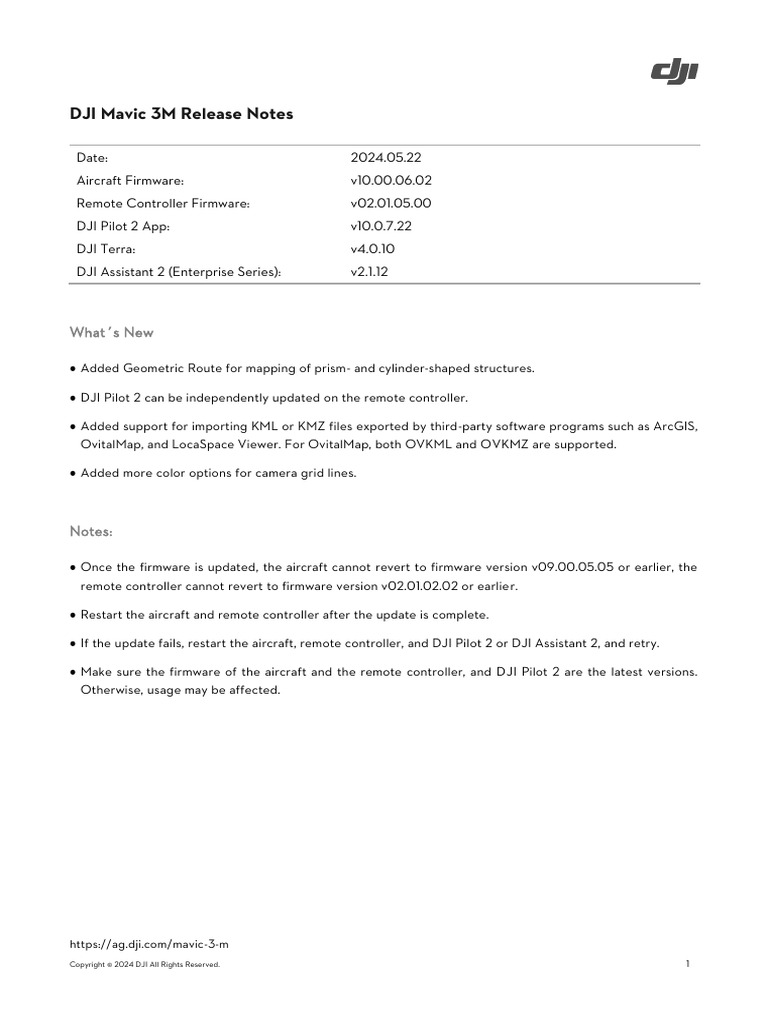 DJI Mavic 3M Release Notes en | PDF | Software | Computing