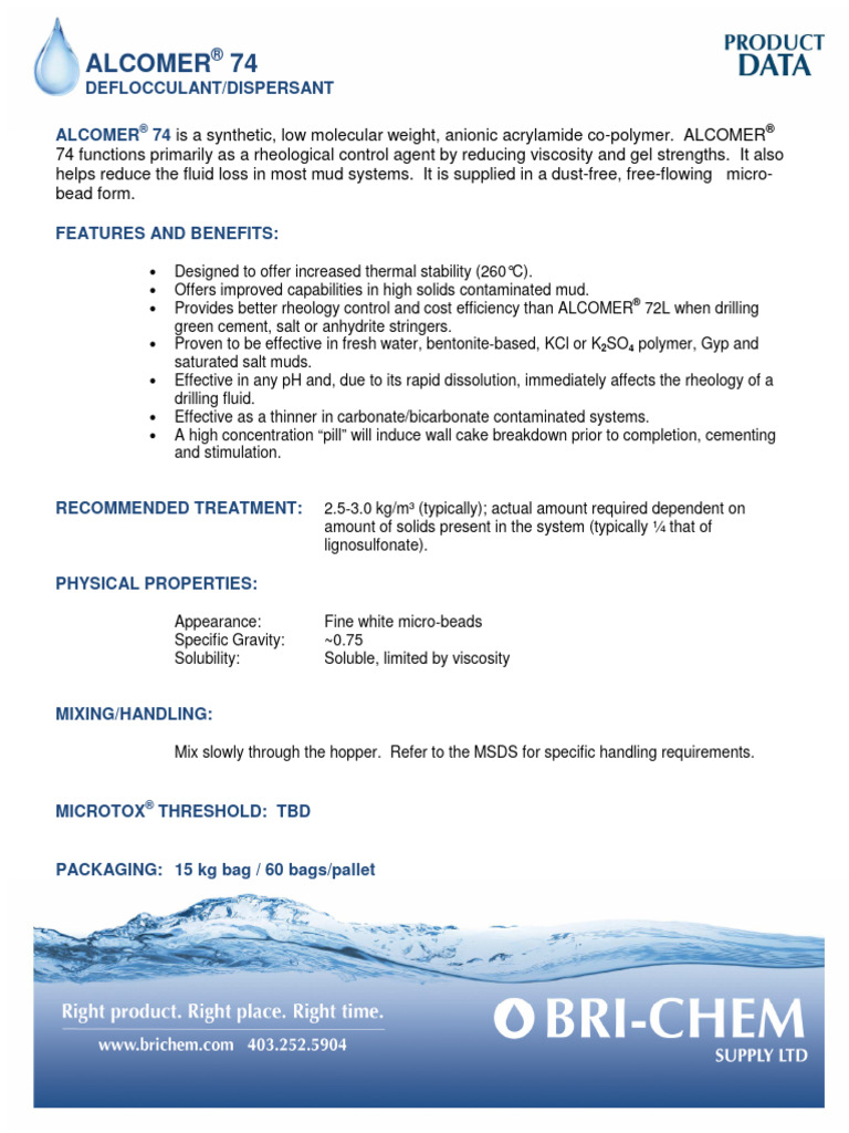 ALCOMER® 74 Deflocculant Overview | PDF