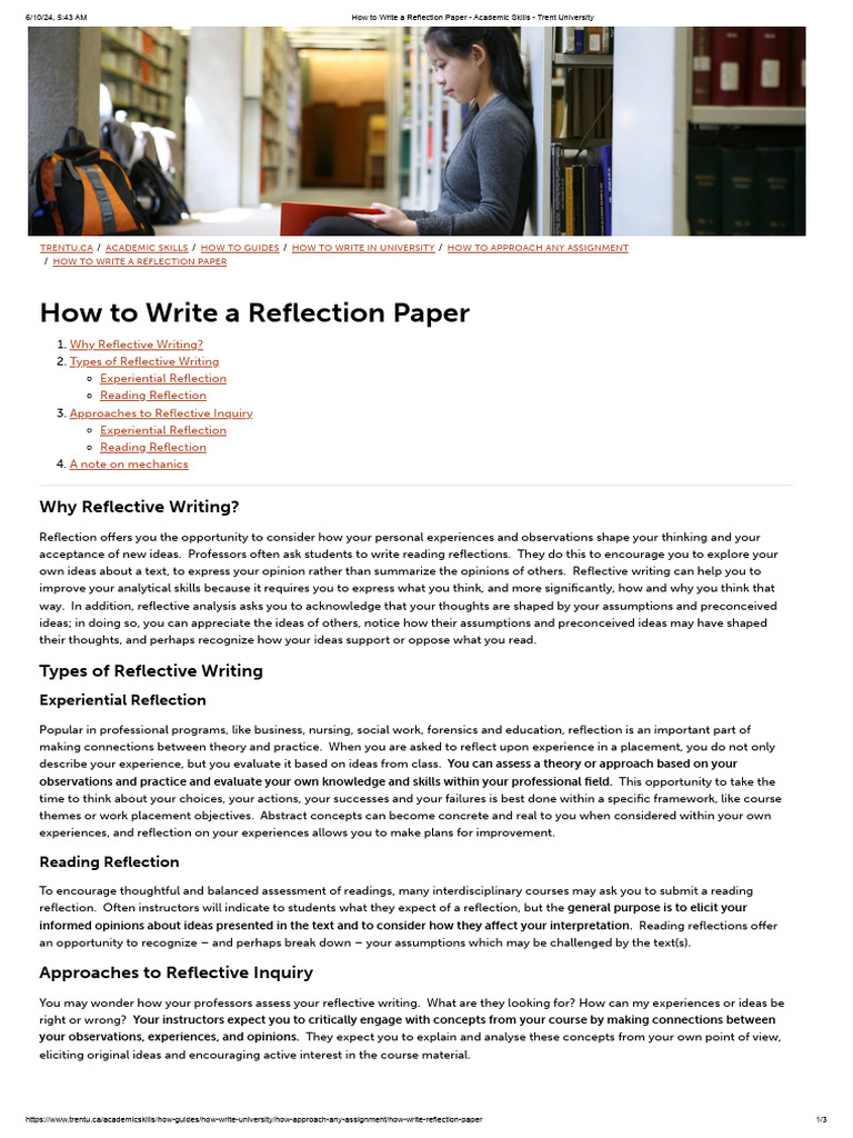How To Write A Reflection Paper Academic Skills Trent University PDF 1726358878