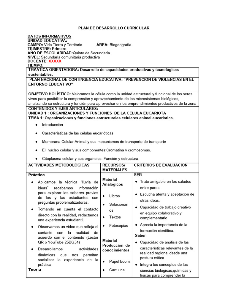 PDC 5to de Sec | PDF | Biología Celular) | Experiencia