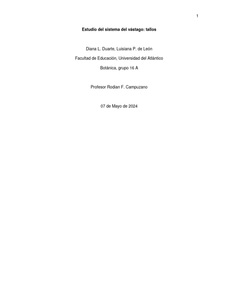 Estructura y función de los tallos en plantas | PDF | Tallo de la ...