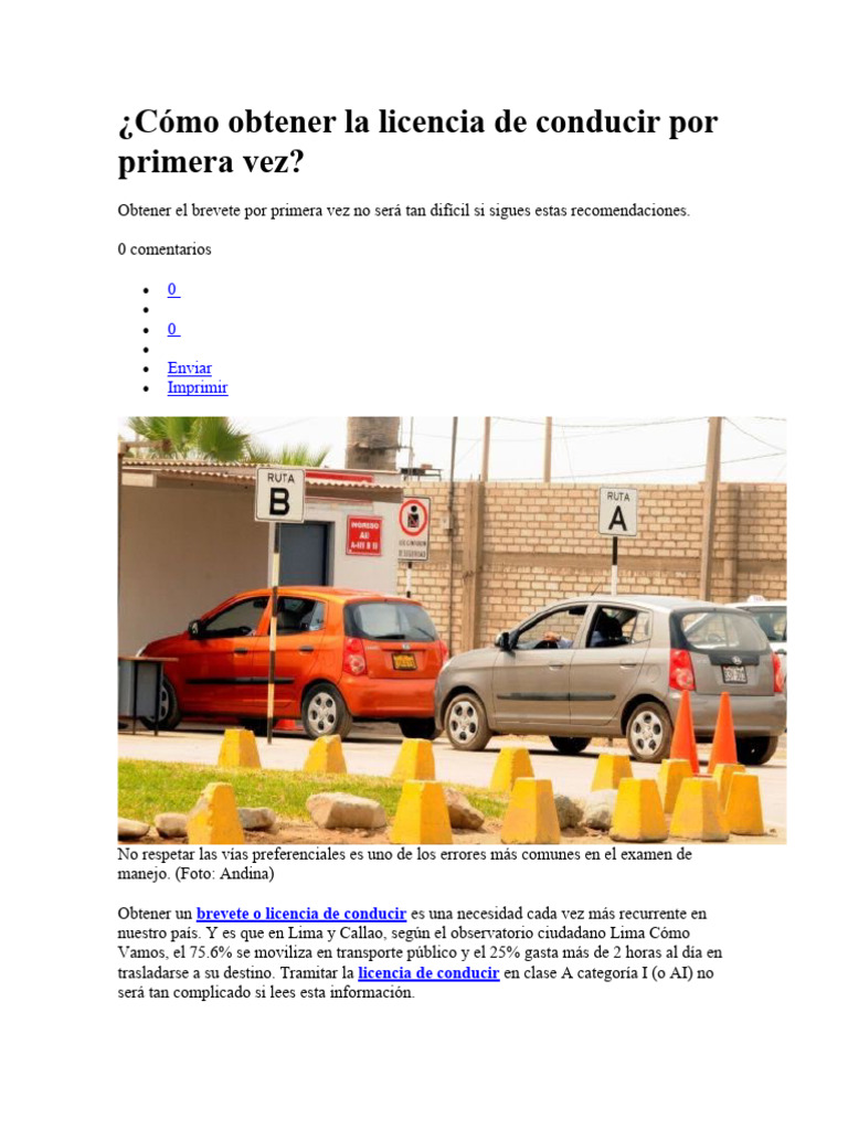 Guía para Obtener Brevete AI en Lima | PDF | Licencia de conducir ...