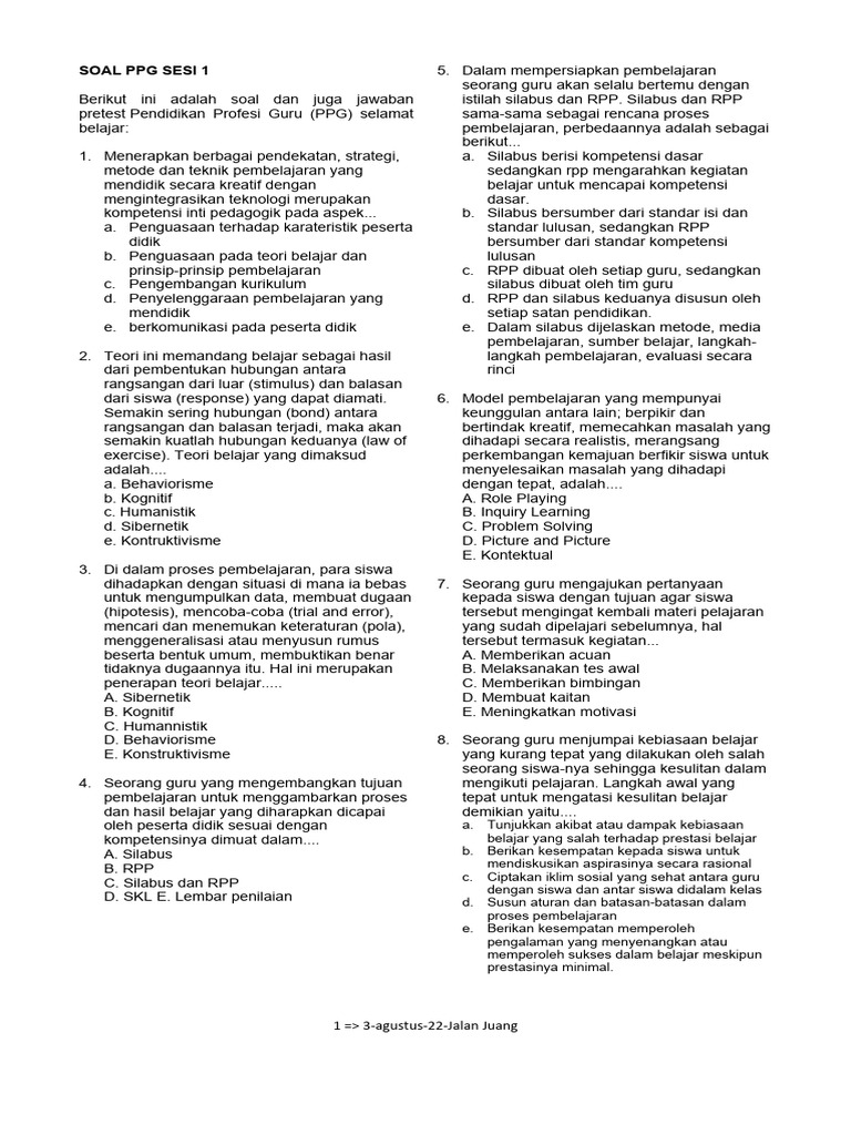 Bank Soal PPG | PDF