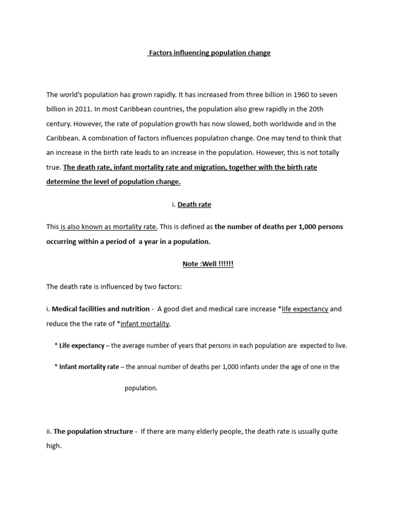 Factors Affecting Population Growth | PDF | Mortality Rate | Infant ...